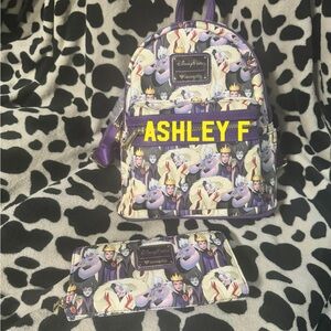 Villains disney parks Backpack and Wallet Set heart logo